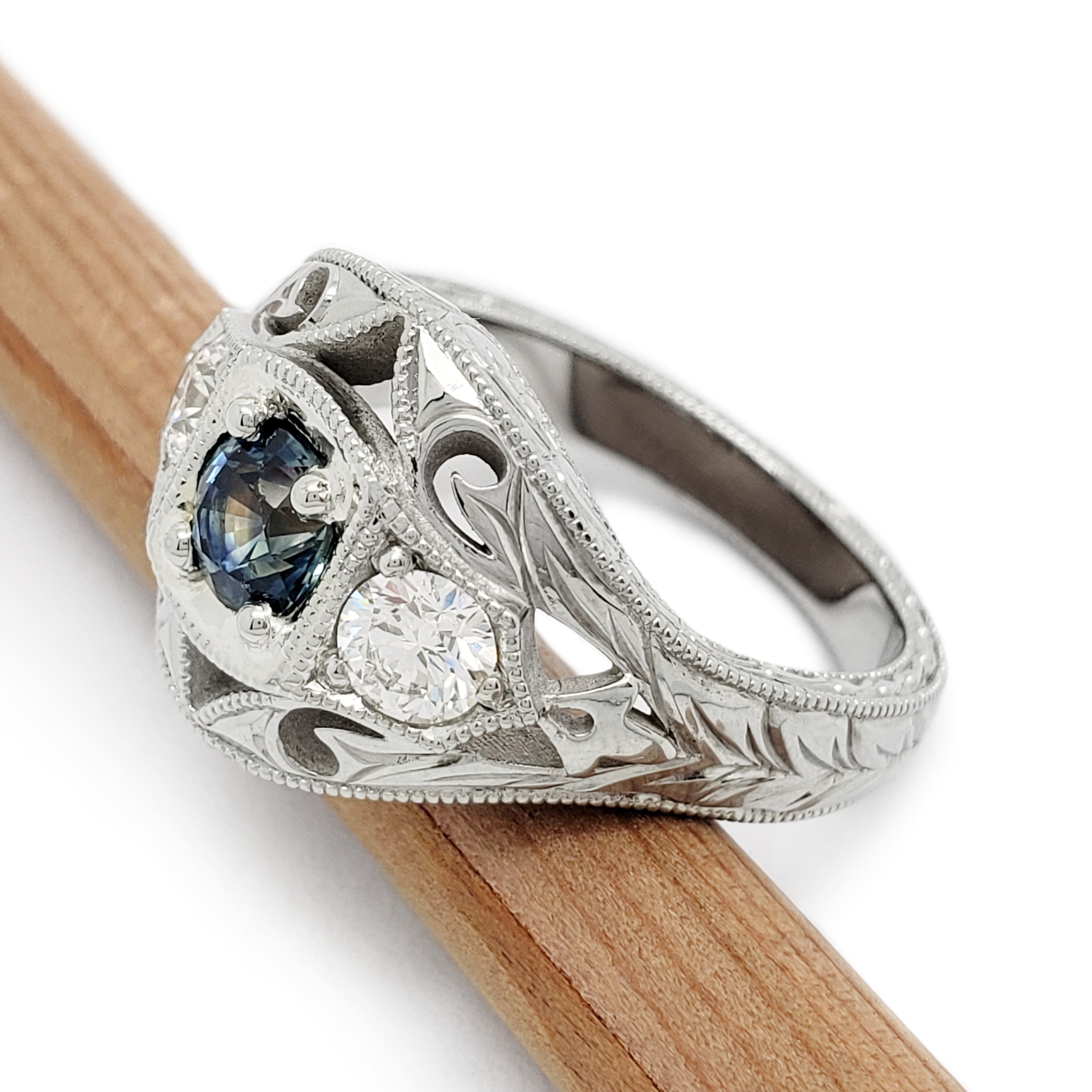 Diamond Sapphire Engagement Ring | Era Design Vancouver Canada