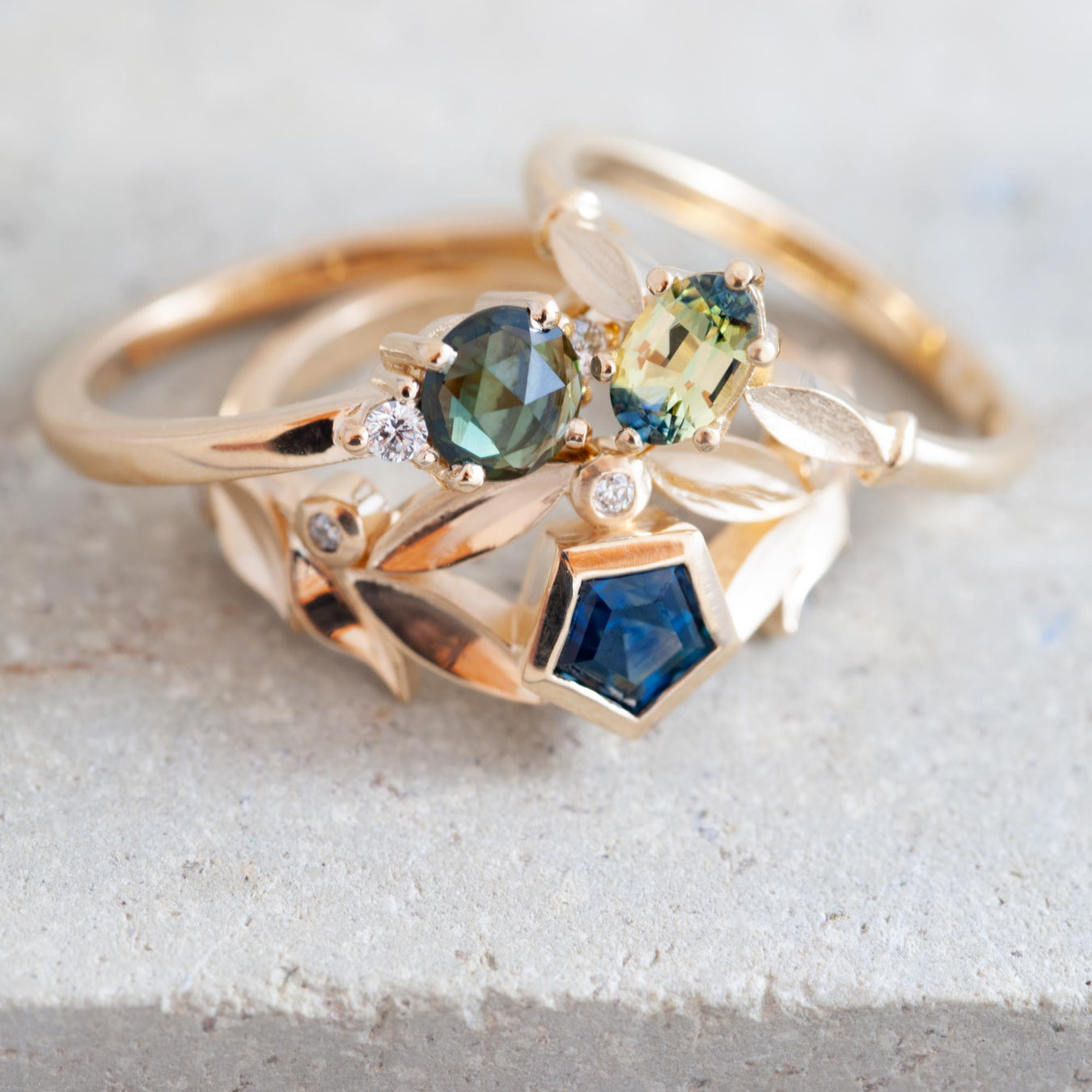 Green Blue Sapphire Engagement Rings | Era Design Vancouver Canada