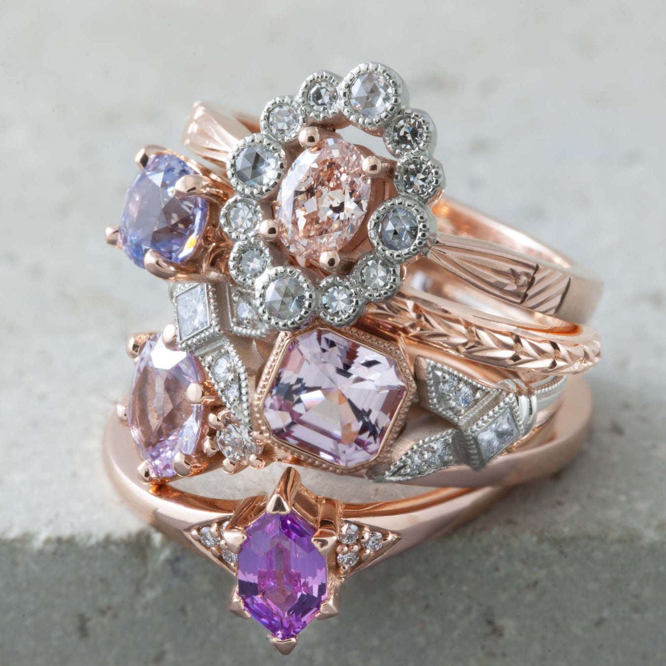 Pink Purple Engagement Rings | Era Design Vancouver Canada