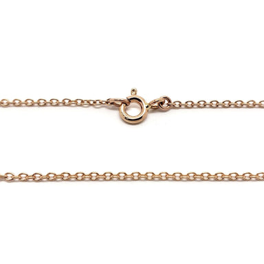 10kt rose gold rolo chain with spring clasp closure shown on white background