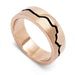 14k rose gold wedding ring with blackened mountain range design and mixed textures