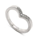 14k white gold chevron wedding band with millgrain detail and seven pave Canadian diamonds