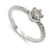 14k white gold engagement ring with round antique diamond and hand engraving