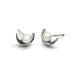Pair of 14k white gold stud earrings with round pearls and crescent moon design
