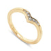 14k yellow gold chevron wedding band with pave-set Canadian diamonds and millgrain detail