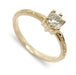 14k yellow gold engagement ring with old mine cut diamond and hand-engraved band
