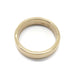 14k yellow gold flat wedding ring viewed from above showing inner hallmark