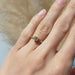 14k yellow gold old mine cut diamond ring shown on hand