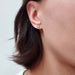 14kt gold lab diamond stud earring worn on ear