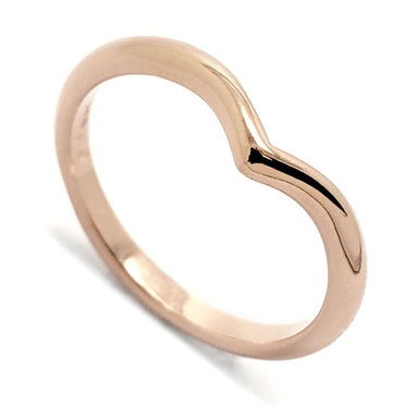 14kt rose gold chevron wedding ring with high dome and polished finish