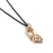14kt rose gold leafy pendant with vintage champagne diamond on black chain