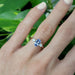 14kt rose gold purple sapphire and lab diamond ring worn on hand