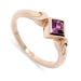 14kt rose gold ring with princess cut lab-grown purple sapphire and crescent moon details