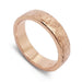 14kt rose gold wedding band with elephant skin texture, flat profile, handcrafted finish