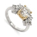 14kt white and yellow gold engagement ring with round lab diamond and marquise diamond accents