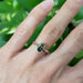 14kt white gold Australian sapphire ring worn on a hand