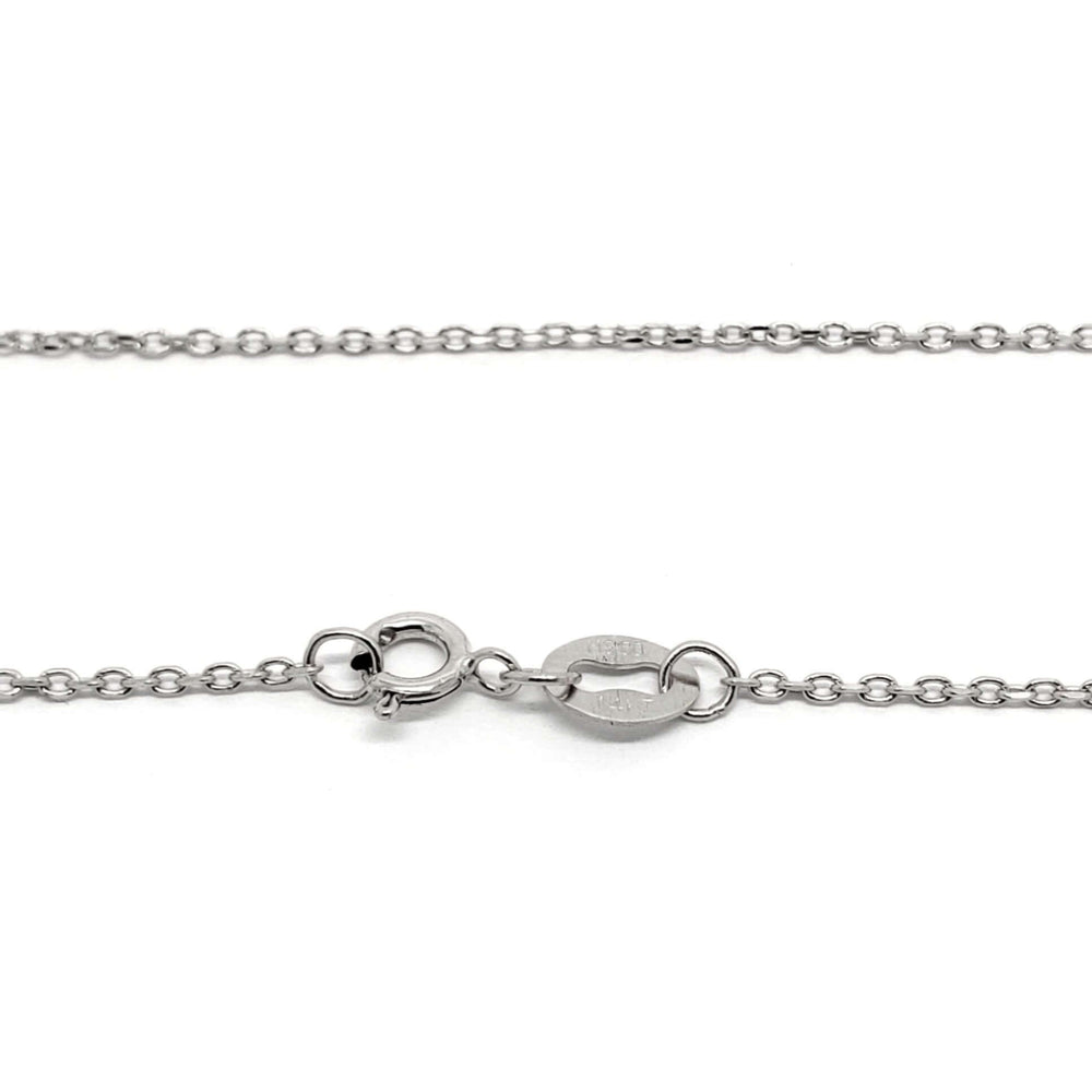 14kt white gold cable chain with spring clasp and hallmark tag