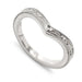 14kt white gold chevron wedding ring with hand engraved berry and leaf pattern