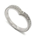 14kt white gold chevron wedding ring with hand engraved floral and wheat pattern and millgrain edge