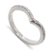 14kt white gold chevron wedding ring with hand engraving, shown on white background