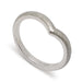14kt white gold chevron wedding ring with saw blade texture, angled view