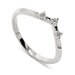 14kt white gold chevron wedding ring with three Canadian diamonds, angled view