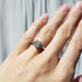 14kt white gold cushion cut lab diamond ring worn on hand