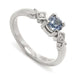 14kt white gold engagement ring with round blue Montana sapphire and Canadian diamonds