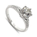 14kt white gold engagement ring with Old European cut moissanite and pave Canadian diamonds
