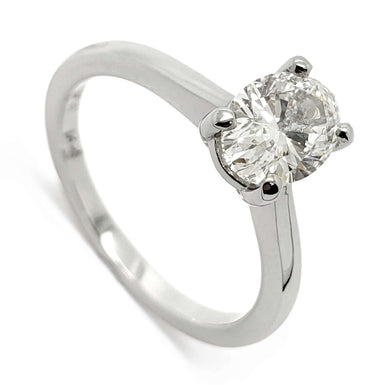 14kt white gold engagement ring with oval lab-grown diamond in solitaire setting