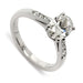 14kt white gold engagement ring with oval lab-grown diamond and pave-set band