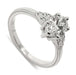 14kt white gold engagement ring with oval lab grown diamond and millgrain detail