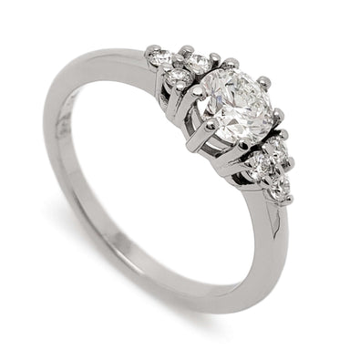 14kt white gold engagement ring with round brilliant lab-grown diamonds in multi-stone setting