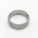14kt white gold flat wedding band with brushed texture, top view