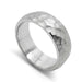 14kt white gold hammered texture wedding ring with brushed finish