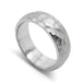 14kt white gold hammered texture wedding ring with low dome profile