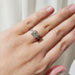 14kt white gold lab diamond engagement ring shown on hand