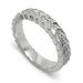 14kt white gold leafy wedding ring with Canadian diamonds, angled view