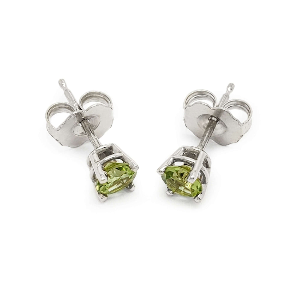 14kt white gold peridot stud earrings with butterfly backs