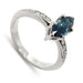 14kt white gold ring with marquise teal Australian sapphire and Canadian diamond accents