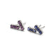 Pair of 14kt white gold bar stud earrings set with blue and purple sapphires
