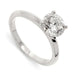 14kt white gold solitaire engagement ring with round lab-grown diamond, angled view
