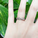 14kt white gold topography wedding ring worn on hand