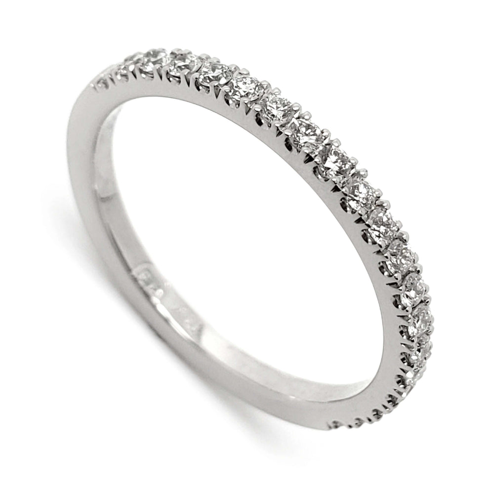 14kt white gold wedding ring with French pave-set lab-grown diamonds
