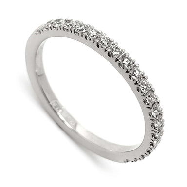 14kt white gold wedding ring with French pave-set lab-grown diamonds