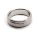 14kt white gold wedding ring with brushed texture and carved wave line, top view