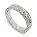 14kt white gold wedding ring with vintage-inspired hand engraving and Canadian diamonds