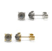 Pair of round rose cut labradorite stud earrings in 14kt yellow and white gold