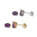 Pair of oval violet garnet stud earrings in 14kt yellow and white gold with scroll settings