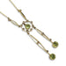 Edwardian style negligee necklace with peridot and seed pearls in 14kt yellow gold